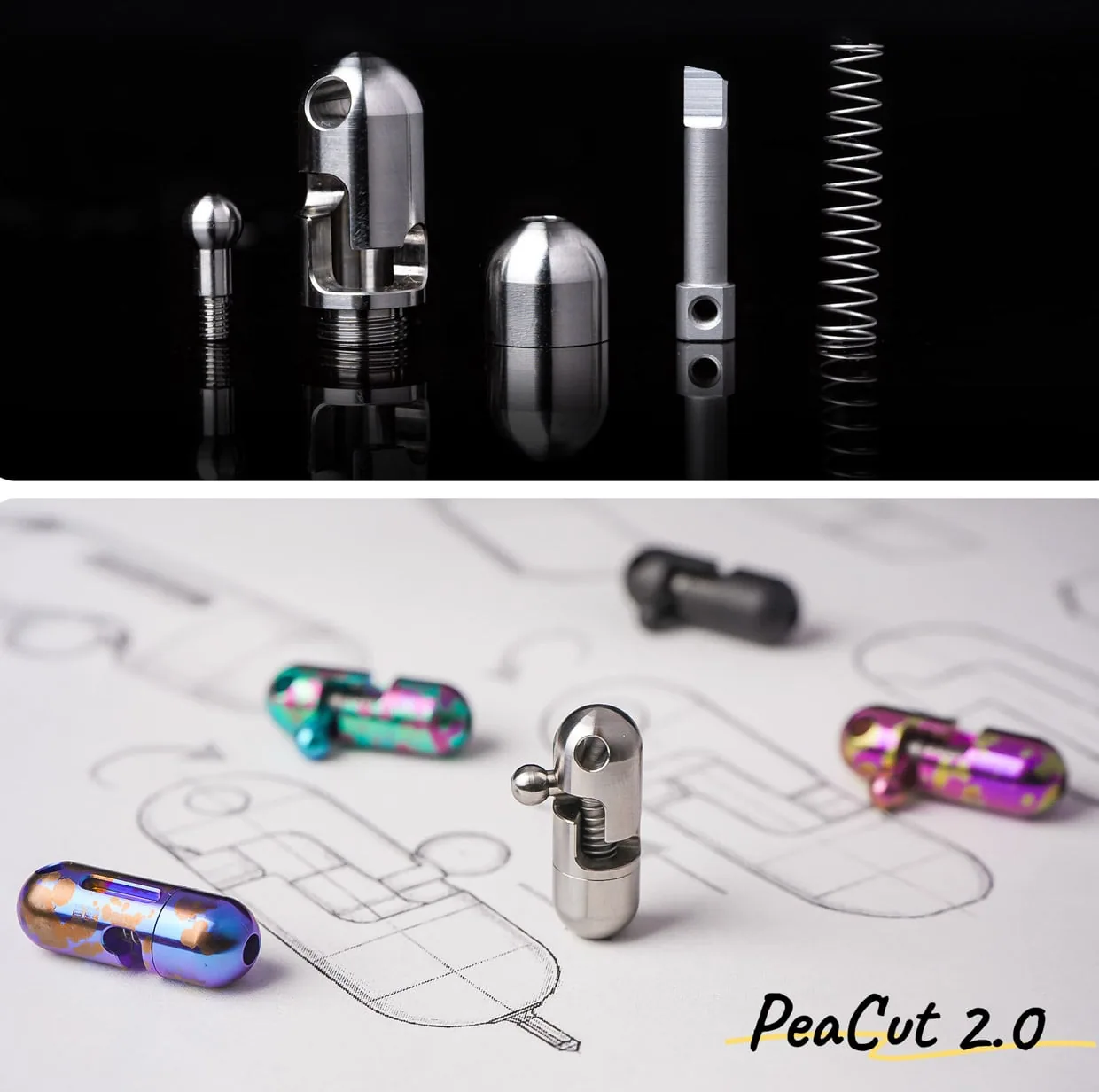 PeaCut 2.0 Titanium EDC Keychain Box Cutter