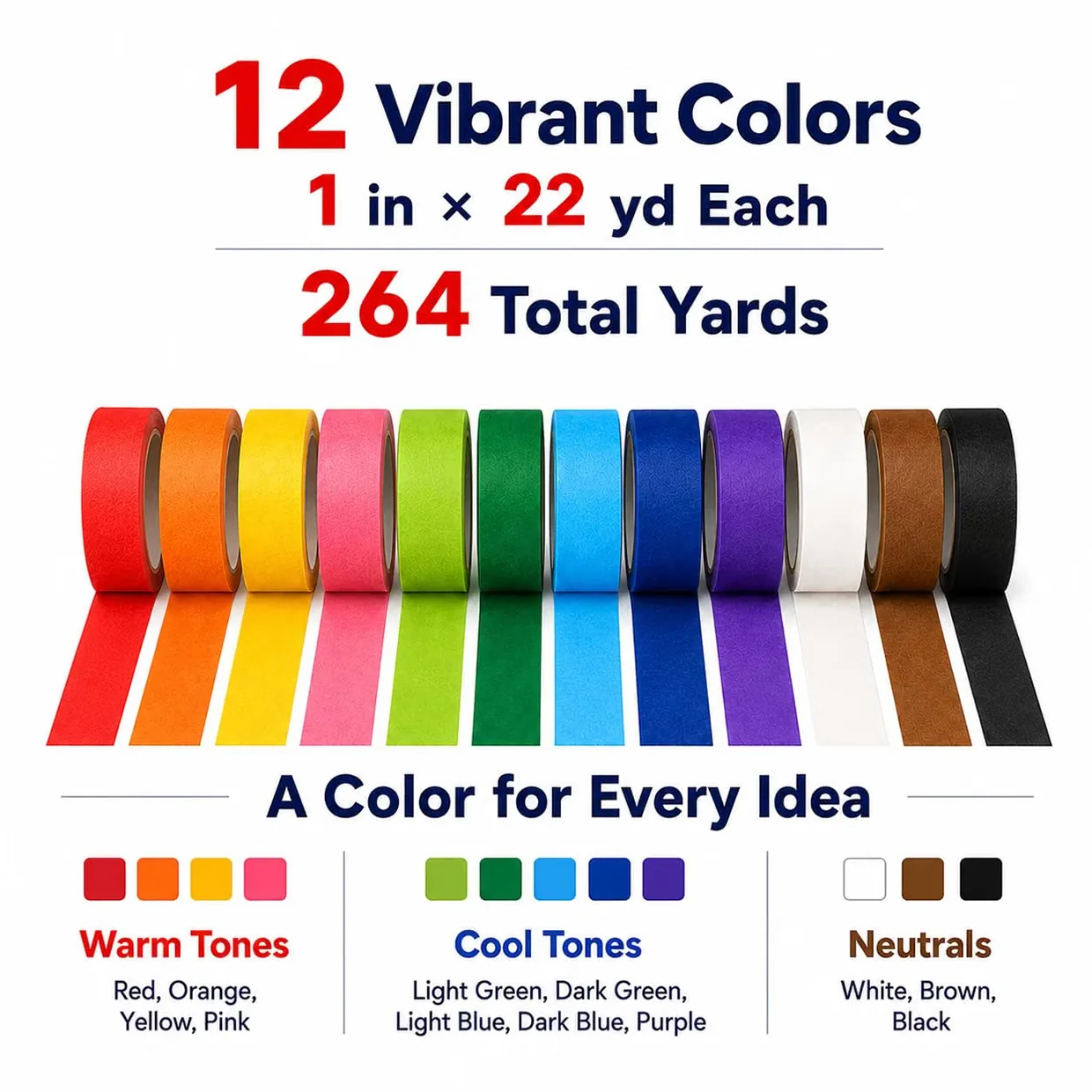 12-Color Masking Tape Set