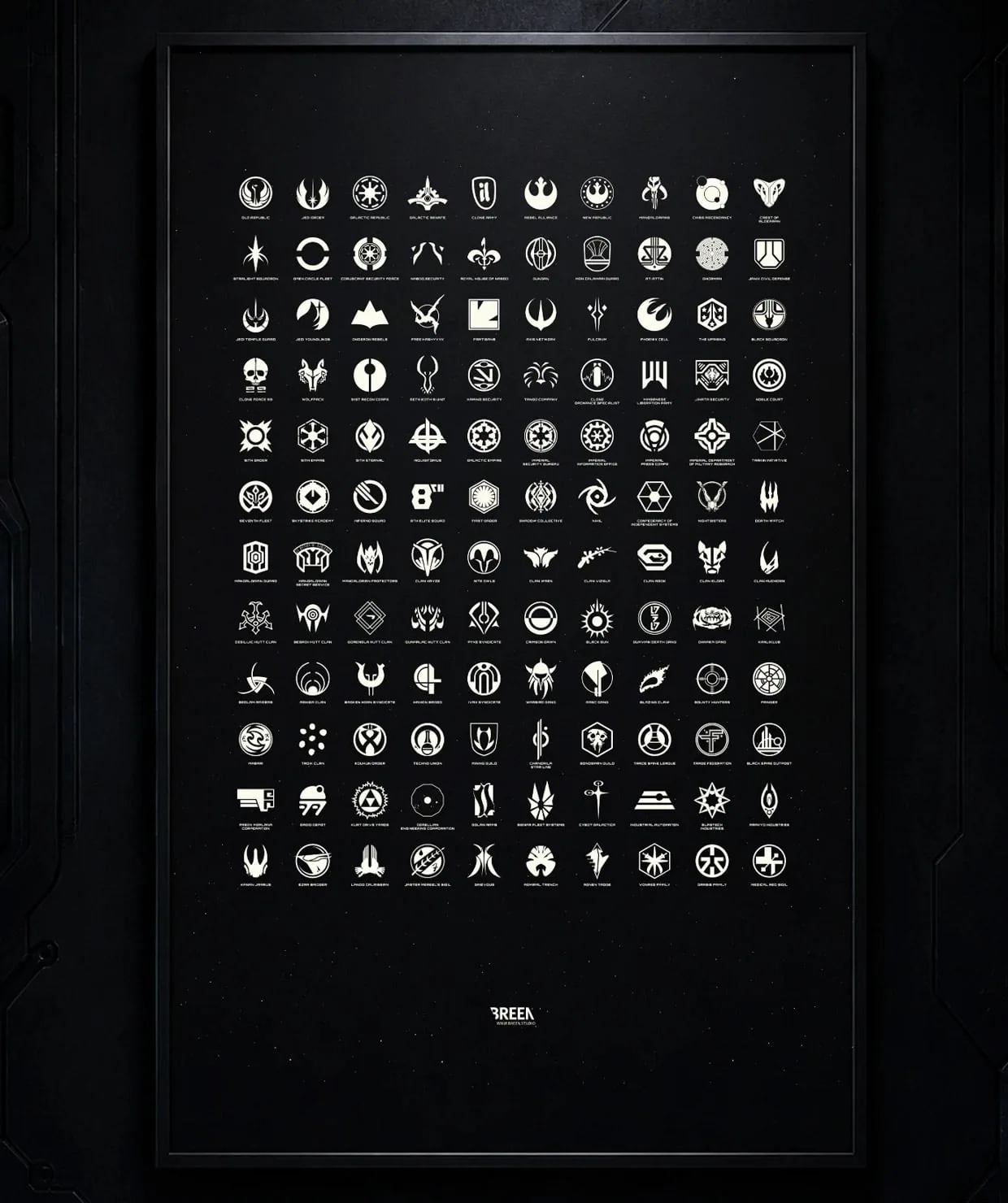 120 Star Wars Symbols Poster