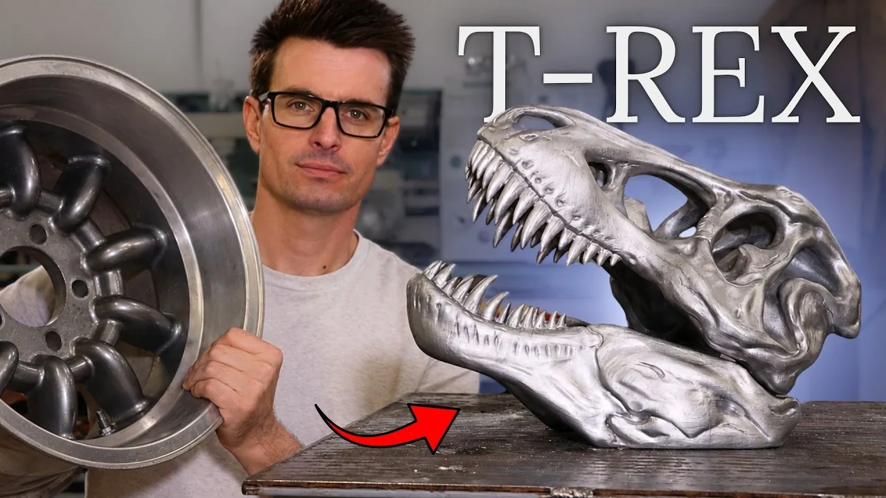 Casting a Metal T.Rex Skull from Car Wheels